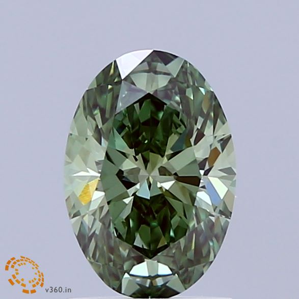 1.02 Carat Oval Shaped, Ideal Cut, FANCY VIVID GREEN Color, VVS2 Clarity, IGI Certified Lab Grown Diamond