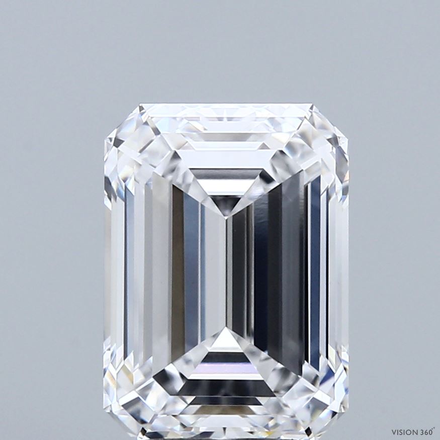 4.08 Carat Emerald Shaped, Ideal Cut, D Color, VVS2 Clarity, IGI Certified Lab Grown Diamond