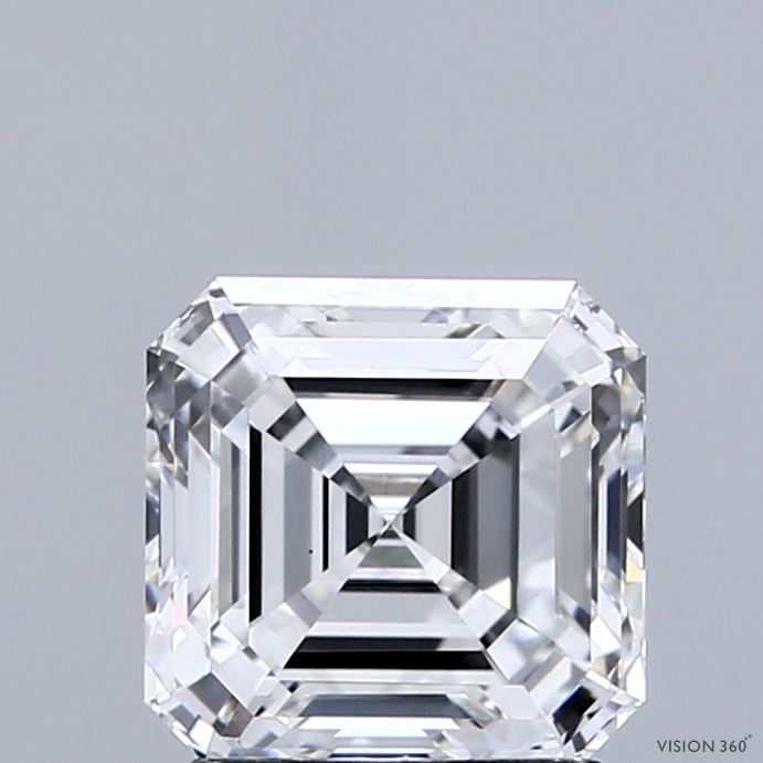 2.01 Carat Asscher Shaped, Ideal Cut, E Color, VS1 Clarity, IGI Certified Lab Grown Diamond