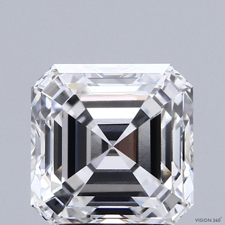 3.10 Carat Asscher Shaped, Ideal Cut, F Color, VVS2 Clarity, IGI Certified Lab Grown Diamond