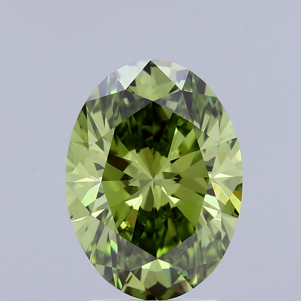 2.72 Carat Oval Shaped, Ideal Cut, FANCY VIVID GREEN Color, VS1 Clarity, IGI Certified Lab Grown Diamond