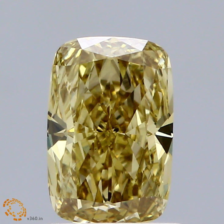 1.00 Carat Cushion Shaped, Ideal Cut, FANCY INTENSE YELLOW Color, VS2 Clarity, IGI Certified Lab Grown Diamond