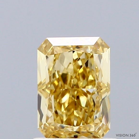 1.03 Carat Radiant Shaped, Ideal Cut, FANCY INTENSE YELLOW Color, VS1 Clarity, IGI Certified Lab Grown Diamond