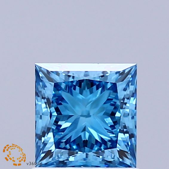 1.16 Carat Princess Shaped, Ideal Cut, FANCY VIVID BLUE Color, VVS2 Clarity, IGI Certified Lab Grown Diamond