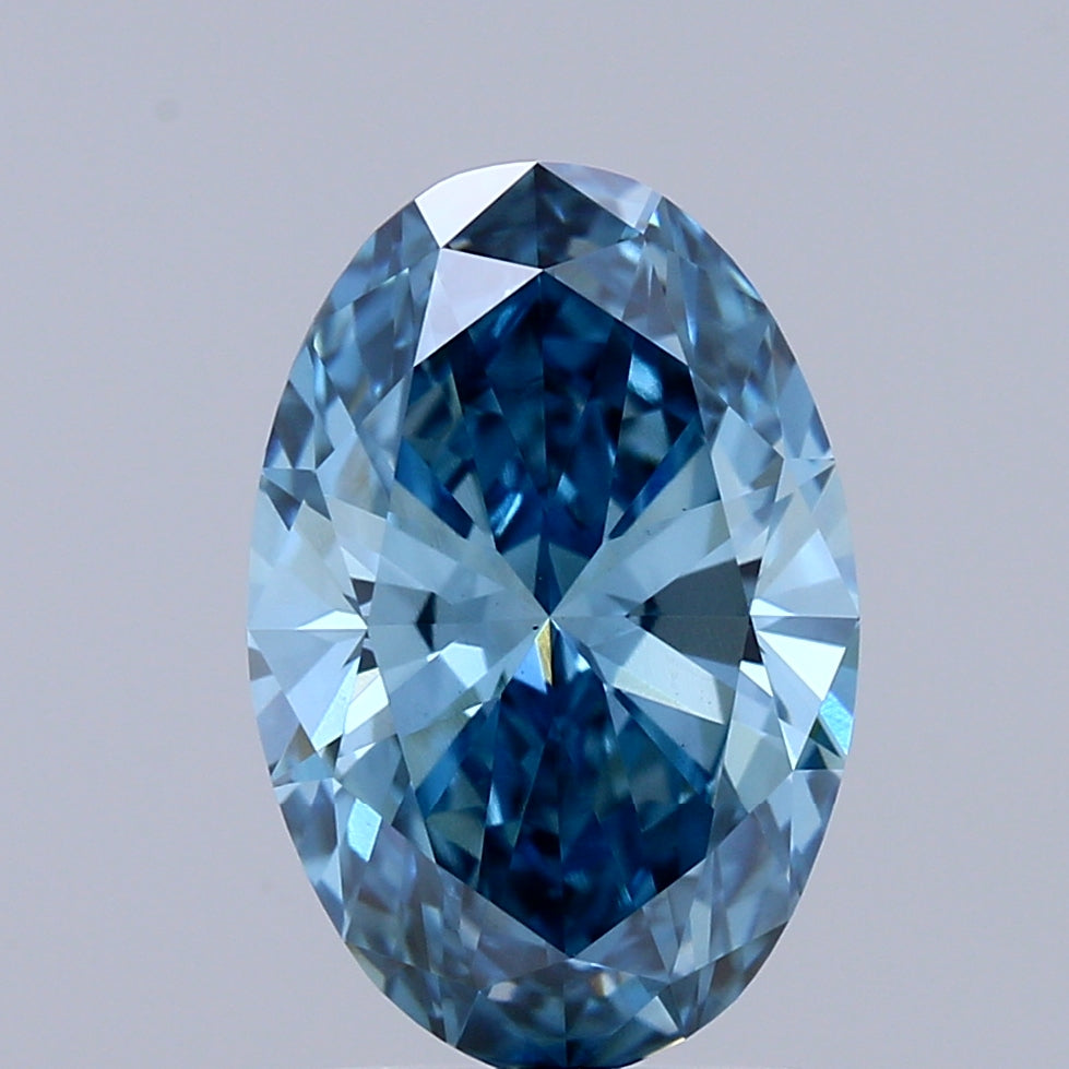 2.00 Carat Oval Shaped, Ideal Cut, FANCY VIVID BLUE Color, VS1 Clarity, IGI Certified Lab Grown Diamond