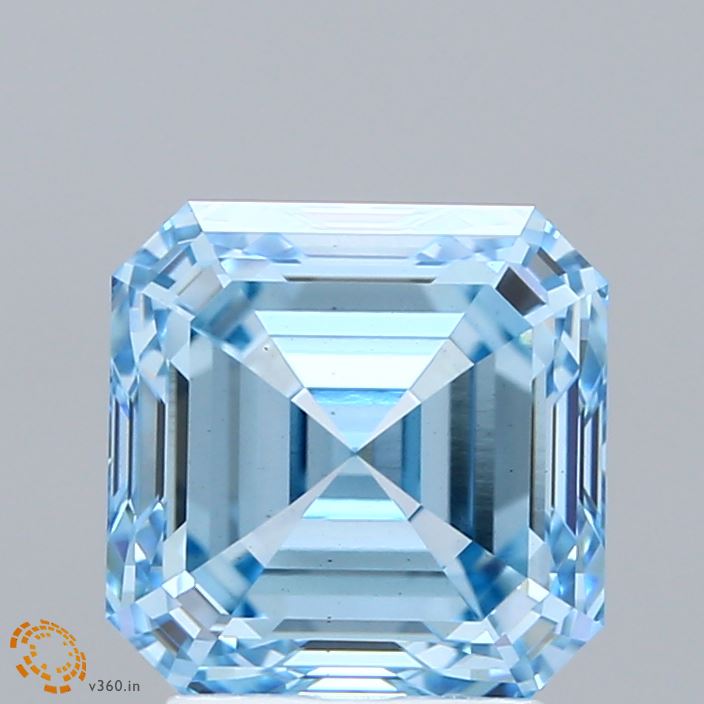 3.05 Carat Asscher Shaped, Excellent Cut, FANCY INTENSE BLUE Color, VS1 Clarity, IGI Certified Lab Grown Diamond