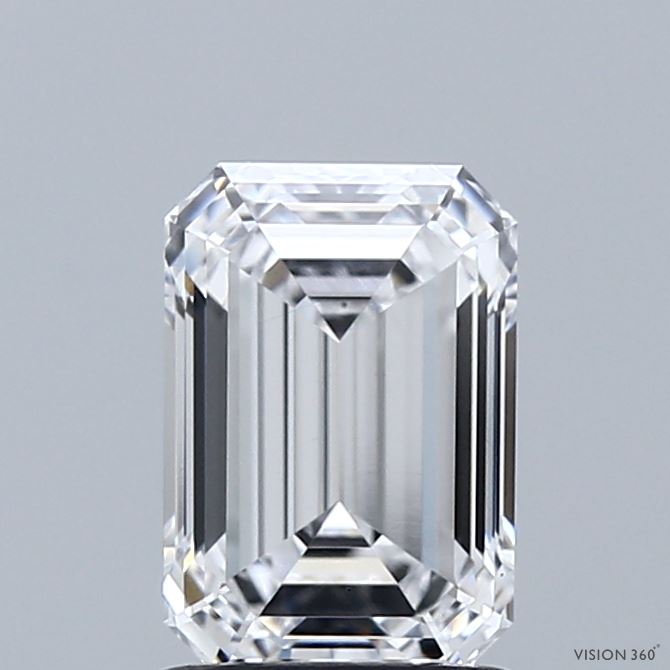 1.59 Carat Emerald Shaped, Ideal Cut, D Color, VS1 Clarity, IGI Certified Lab Grown Diamond