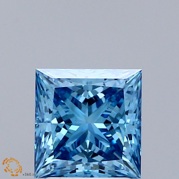 2.09 Carat Princess Shaped, Ideal Cut, FANCY VIVID BLUE Color, VS2 Clarity, IGI Certified Lab Grown Diamond