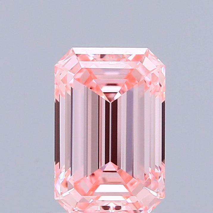 1.06 Carat Emerald Shaped, Ideal Cut, FANCY INTENSE PINK Color, VVS1 Clarity, IGI Certified Lab Grown Diamond