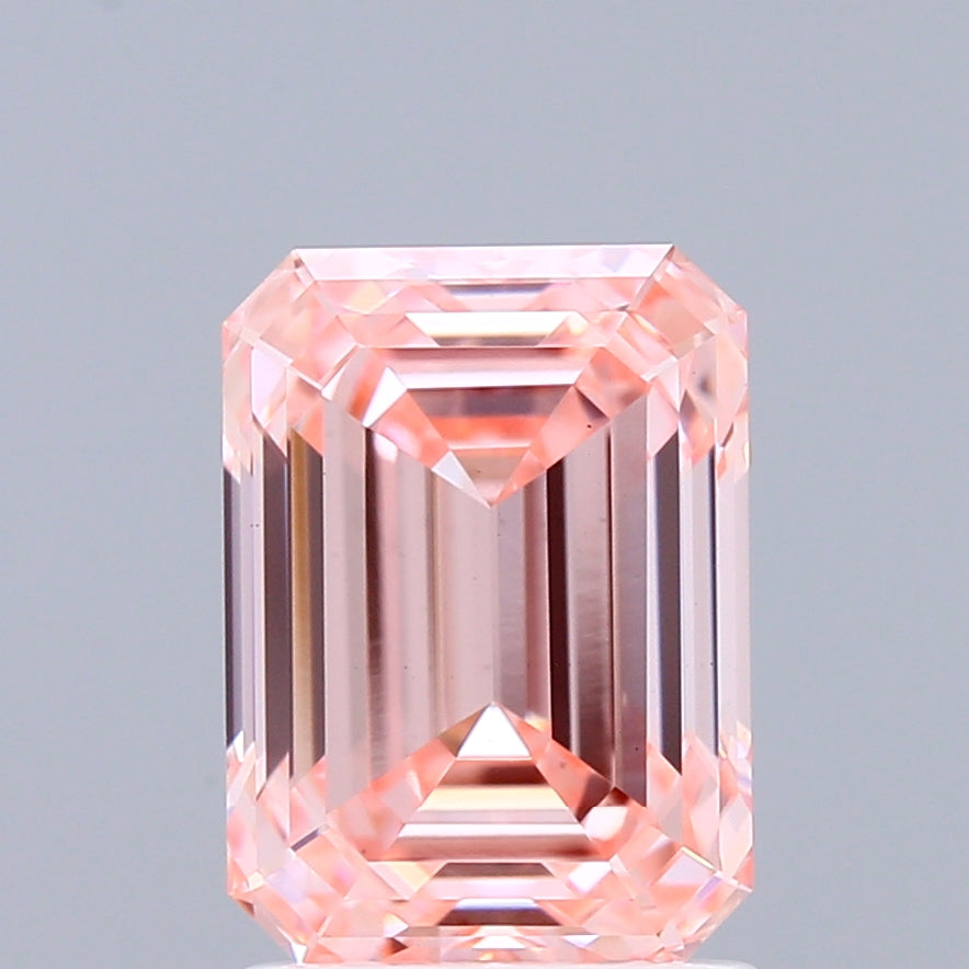 2.04 Carat Emerald Shaped, Ideal Cut, FANCY INTENSE PINK Color, VS1 Clarity, IGI Certified Lab Grown Diamond
