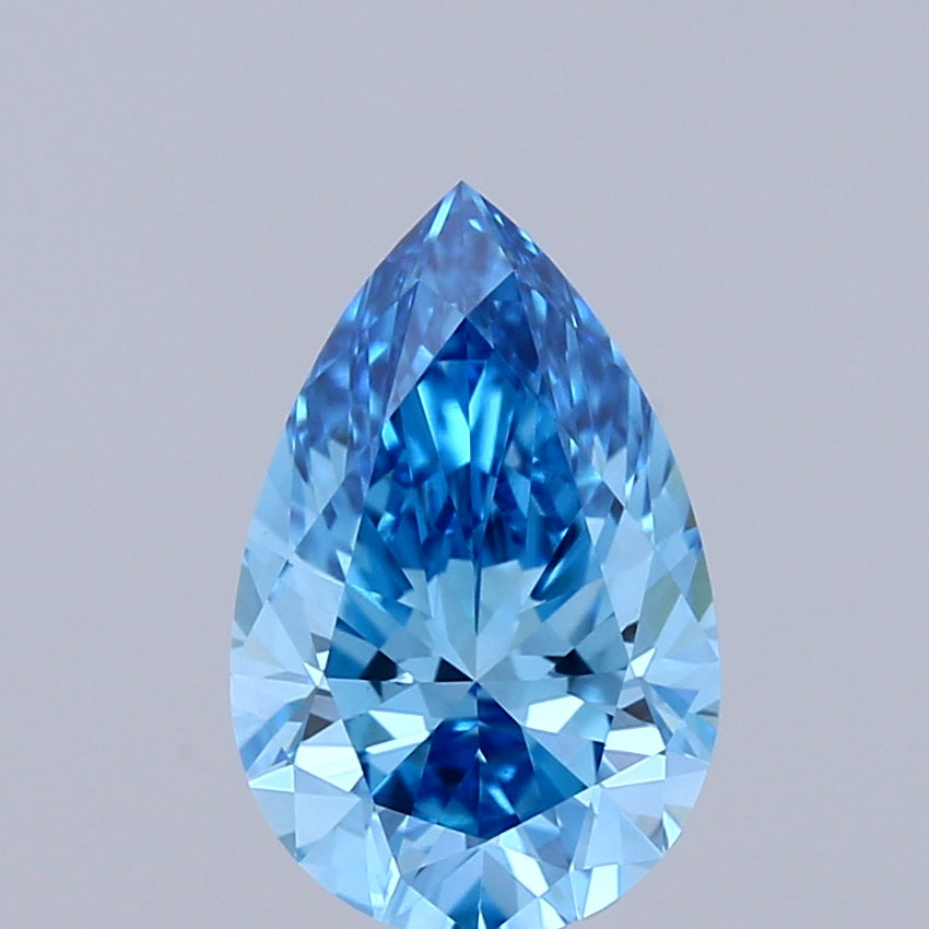 1.03 Carat Pear Shaped, Ideal Cut, FANCY VIVID BLUE Color, VVS2 Clarity, IGI Certified Lab Grown Diamond