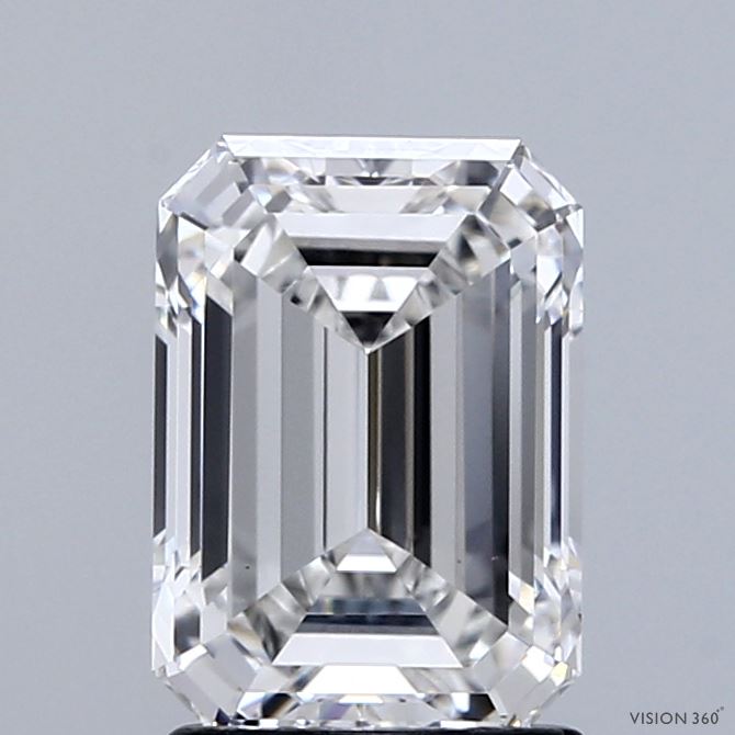 2.05 Carat Emerald Shaped, Ideal Cut, F Color, VS1 Clarity, IGI Certified Lab Grown Diamond