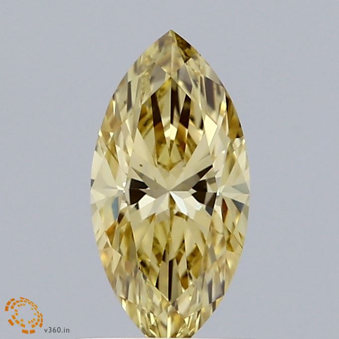 0.88 Carat Marquise Shaped, Excellent Cut, FANCY INTENSE YELLOW Color, VS1 Clarity, IGI Certified Lab Grown Diamond