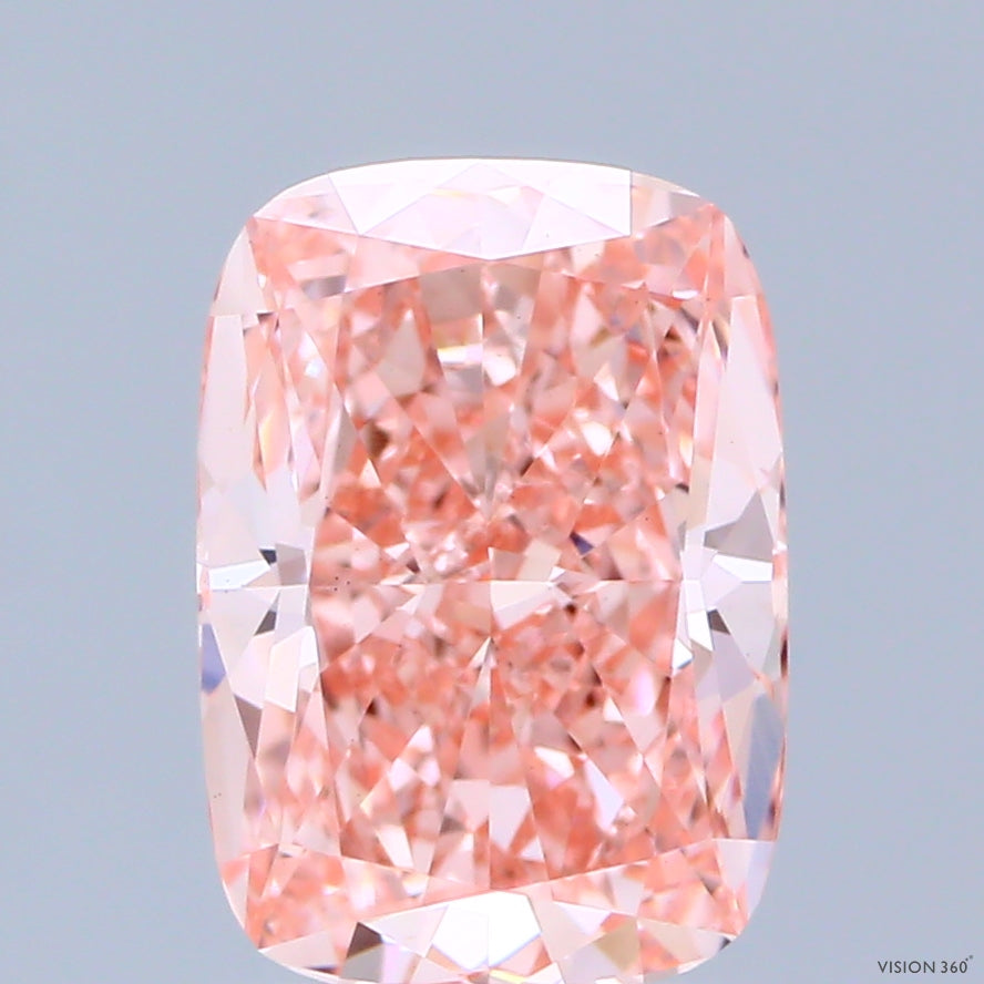 1.92 Carat Cushion Shaped, Ideal Cut, FANCY VIVID PINK Color, VS1 Clarity, IGI Certified Lab Grown Diamond