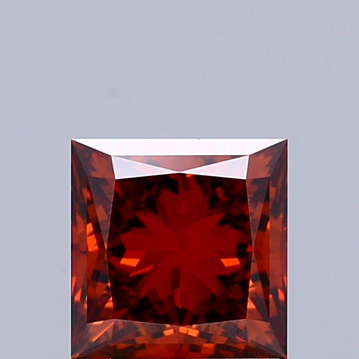 1.02 Carat Princess Shaped, Ideal Cut, FANCY DEEP ORANGE Color, VS1 Clarity, IGI Certified Lab Grown Diamond