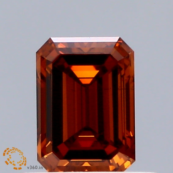 0.52 Carat Emerald Shaped, Ideal Cut, FANCY VIVID ORANGE Color, VS1 Clarity, IGI Certified Lab Grown Diamond