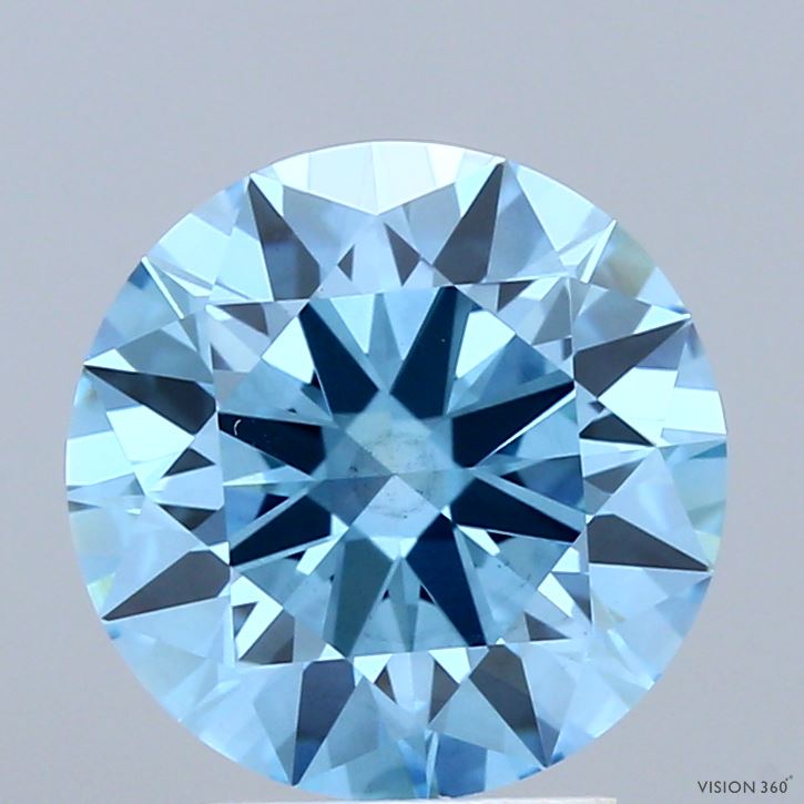 3.00 Carat Round Shaped, Ideal Cut, FANCY VIVID BLUE Color, VS2 Clarity, IGI Certified Lab Grown Diamond