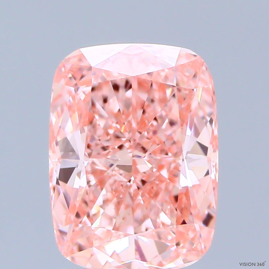 2.00 Carat Cushion Shaped, Ideal Cut, FANCY VIVID PINK Color, VS1 Clarity, IGI Certified Lab Grown Diamond