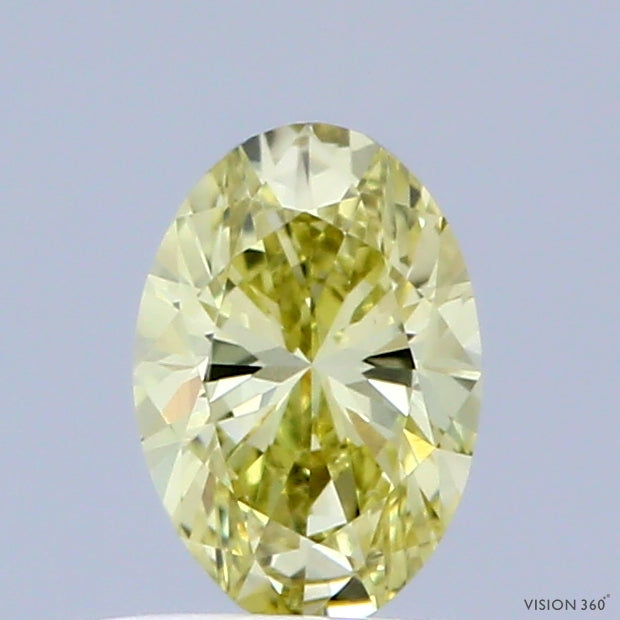 0.41 Carat Oval Shaped, Excellent Cut, FANCY INTENSE YELLOW Color, VVS1 Clarity, IGI Certified Lab Grown Diamond