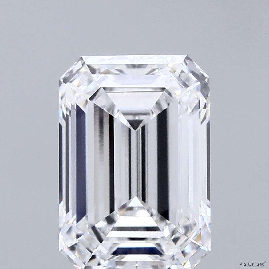 4.07 Carat Emerald Shaped, Ideal Cut, D Color, VVS2 Clarity, IGI Certified Lab Grown Diamond