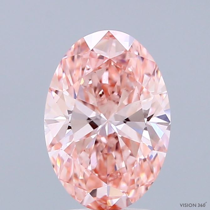 1.46 Carat Oval Shaped, Ideal Cut, FANCY INTENSE PINK Color, VS1 Clarity, IGI Certified Lab Grown Diamond