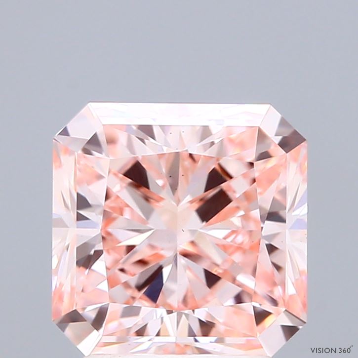 3.05 Carat Radiant Shaped, Ideal Cut, FANCY INTENSE PINK Color, VS1 Clarity, IGI Certified Lab Grown Diamond