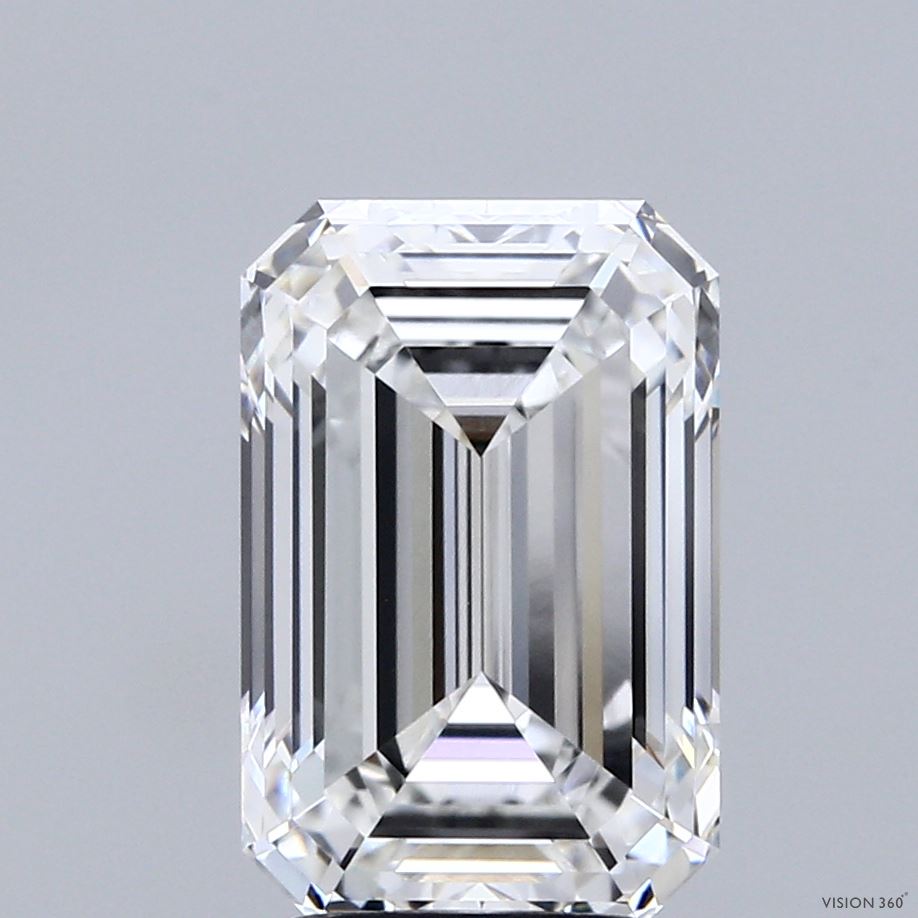 4.04 Carat Emerald Shaped, Ideal Cut, F Color, VVS2 Clarity, IGI Certified Lab Grown Diamond