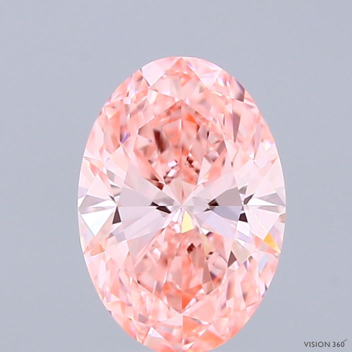 1.57 Carat Oval Shaped, Ideal Cut, FANCY VIVID PINK Color, VVS2 Clarity, IGI Certified Lab Grown Diamond