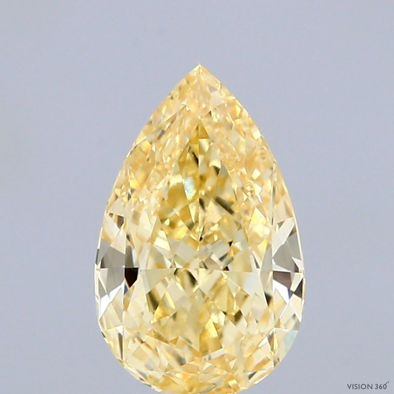2.08 Carat Pear Shaped, Ideal Cut, FANCY INTENSE YELLOW Color, VVS2 Clarity, IGI Certified Lab Grown Diamond