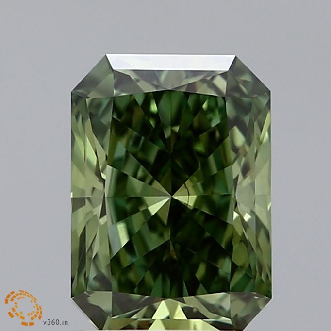 2.02 Carat Radiant Shaped, Ideal Cut, FANCY VIVID GREEN Color, VS2 Clarity, IGI Certified Lab Grown Diamond