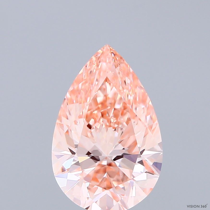 2.07 Carat Pear Shaped, Ideal Cut, FANCY INTENSE PINK Color, VVS2 Clarity, IGI Certified Lab Grown Diamond
