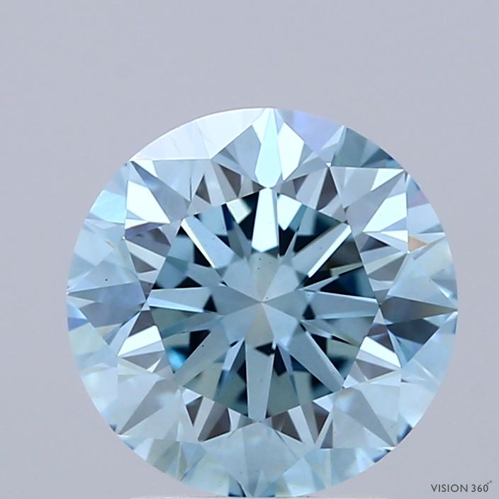 2.50 Carat Round Shaped, Excellent Cut, FANCY VIVID BLUE Color, VS1 Clarity, IGI Certified Lab Grown Diamond