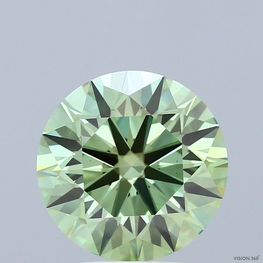 3.56 Carat Round Shaped, Ideal Cut, FANCY VIVID GREEN Color, VS2 Clarity, IGI Certified Lab Grown Diamond