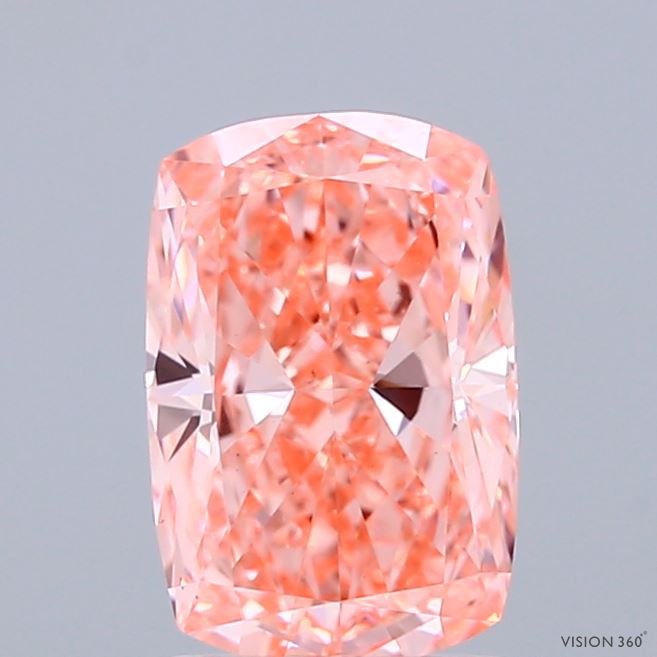 1.58 Carat Cushion Shaped, Ideal Cut, FANCY VIVID PINK Color, VS1 Clarity, IGI Certified Lab Grown Diamond