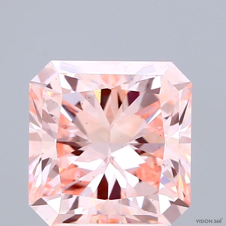 3.06 Carat Radiant Shaped, Ideal Cut, FANCY INTENSE PINK Color, VS2 Clarity, IGI Certified Lab Grown Diamond