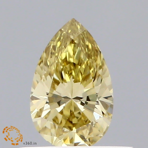 0.32 Carat Pear Shaped, Ideal Cut, FANCY INTENSE YELLOW Color, VVS2 Clarity, IGI Certified Lab Grown Diamond