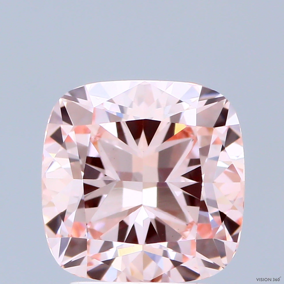 3.00 Carat Cushion Shaped, Ideal Cut, FANCY INTENSE PINK Color, VVS2 Clarity, IGI Certified Lab Grown Diamond
