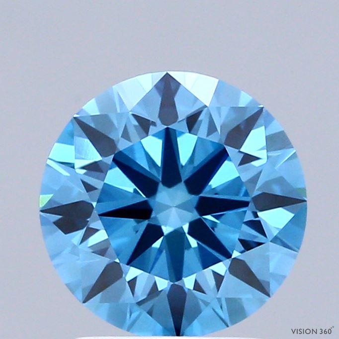 2.04 Carat Round Shaped, Ideal Cut, FANCY VIVID BLUE Color, VVS2 Clarity, IGI Certified Lab Grown Diamond
