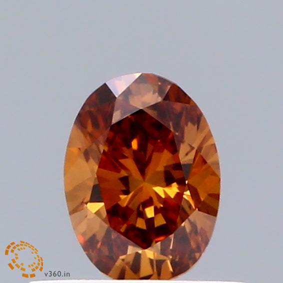 0.31 Carat Oval Shaped, Excellent Cut, FANCY VIVID ORANGE Color, VS1 Clarity, IGI Certified Lab Grown Diamond