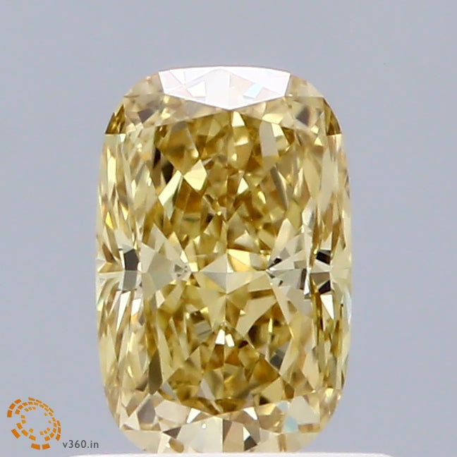 0.70 Carat Cushion Shaped, Excellent Cut, FANCY INTENSE YELLOW Color, VVS2 Clarity, IGI Certified Lab Grown Diamond