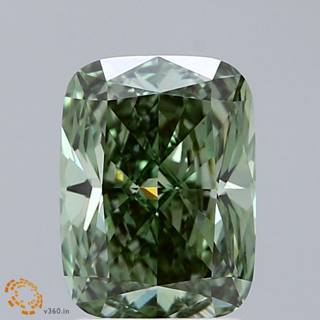 2.15 Carat Cushion Shaped, Ideal Cut, FANCY VIVID GREEN Color, VS1 Clarity, IGI Certified Lab Grown Diamond