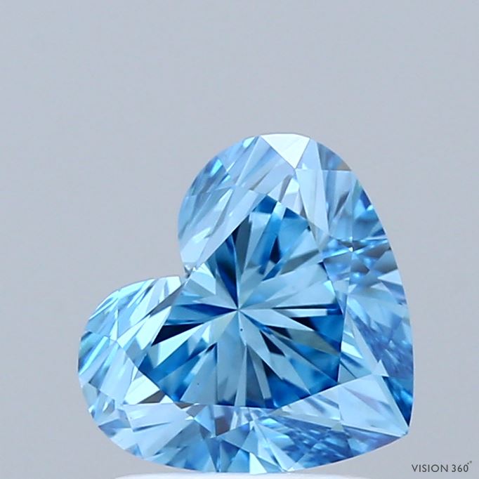 1.64 Carat Heart Shaped, Ideal Cut, FANCY VIVID BLUE Color, VS1 Clarity, IGI Certified Lab Grown Diamond