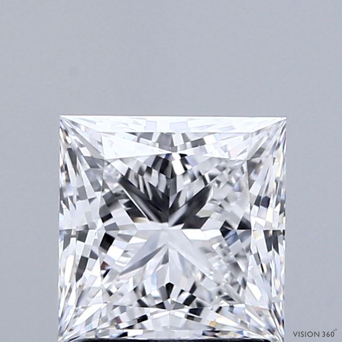 2.03 Carat Princess Shaped, Ideal Cut, D Color, VVS2 Clarity, IGI Certified Lab Grown Diamond
