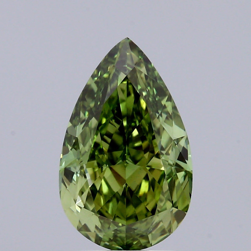 2.11 Carat Pear Shaped, Excellent Cut, FANCY VIVID GREEN Color, VVS2 Clarity, IGI Certified Lab Grown Diamond