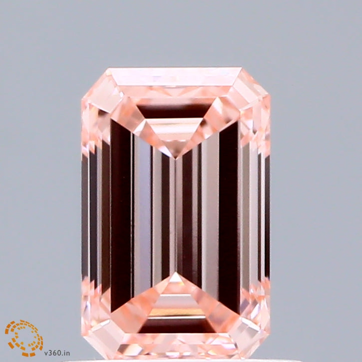 0.91 Carat Emerald Shaped, Excellent Cut, FANCY INTENSE PINK Color, VS1 Clarity, IGI Certified Lab Grown Diamond