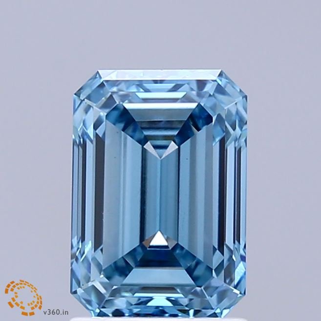 1.94 Carat Emerald Shaped, Ideal Cut, FANCY VIVID BLUE Color, VVS2 Clarity, IGI Certified Lab Grown Diamond