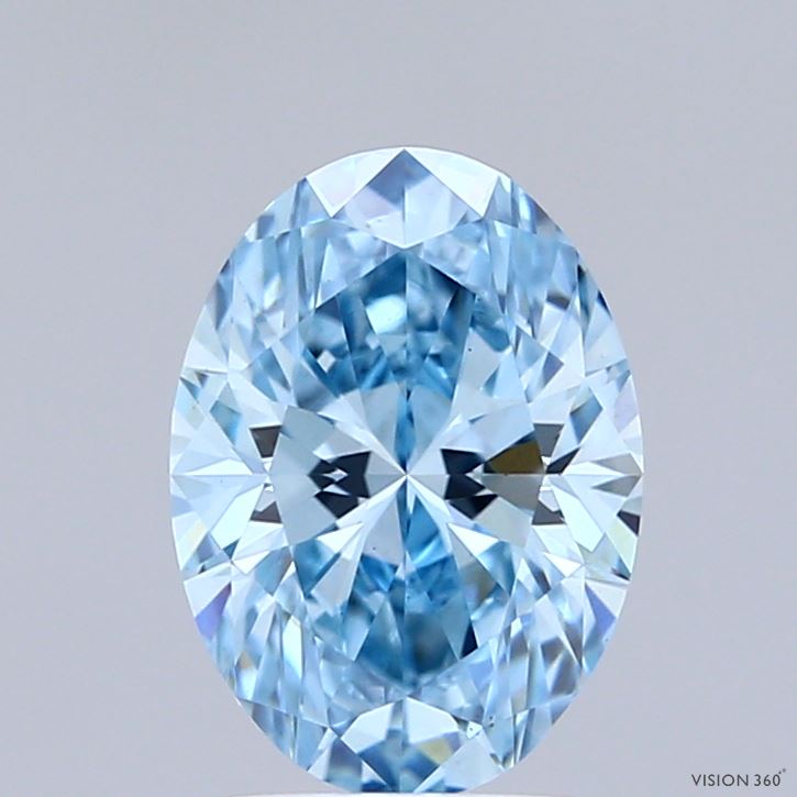 1.56 Carat Oval Shaped, Ideal Cut, FANCY VIVID BLUE Color, VS1 Clarity, IGI Certified Lab Grown Diamond