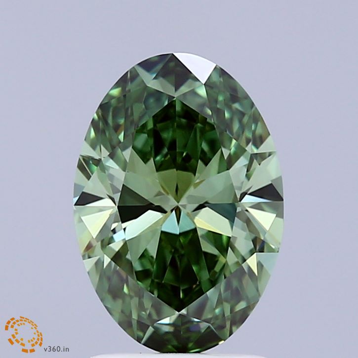 1.76 Carat Oval Shaped, Ideal Cut, FANCY VIVID GREEN Color, VS1 Clarity, IGI Certified Lab Grown Diamond