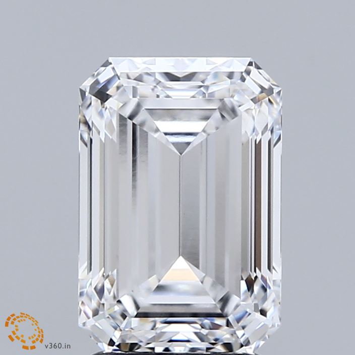 2.88 Carat Emerald Shaped, Ideal Cut, D Color, VVS2 Clarity, IGI Certified Lab Grown Diamond