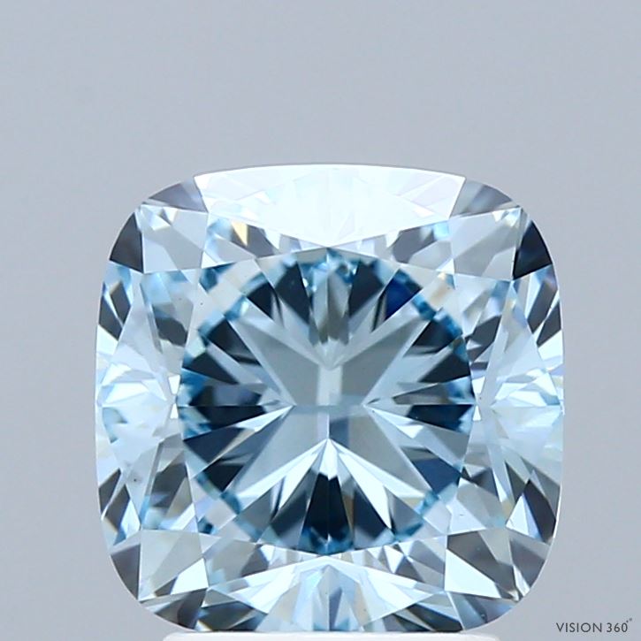 3.03 Carat Cushion Shaped, Ideal Cut, FANCY INTENSE BLUE Color, VS1 Clarity, IGI Certified Lab Grown Diamond
